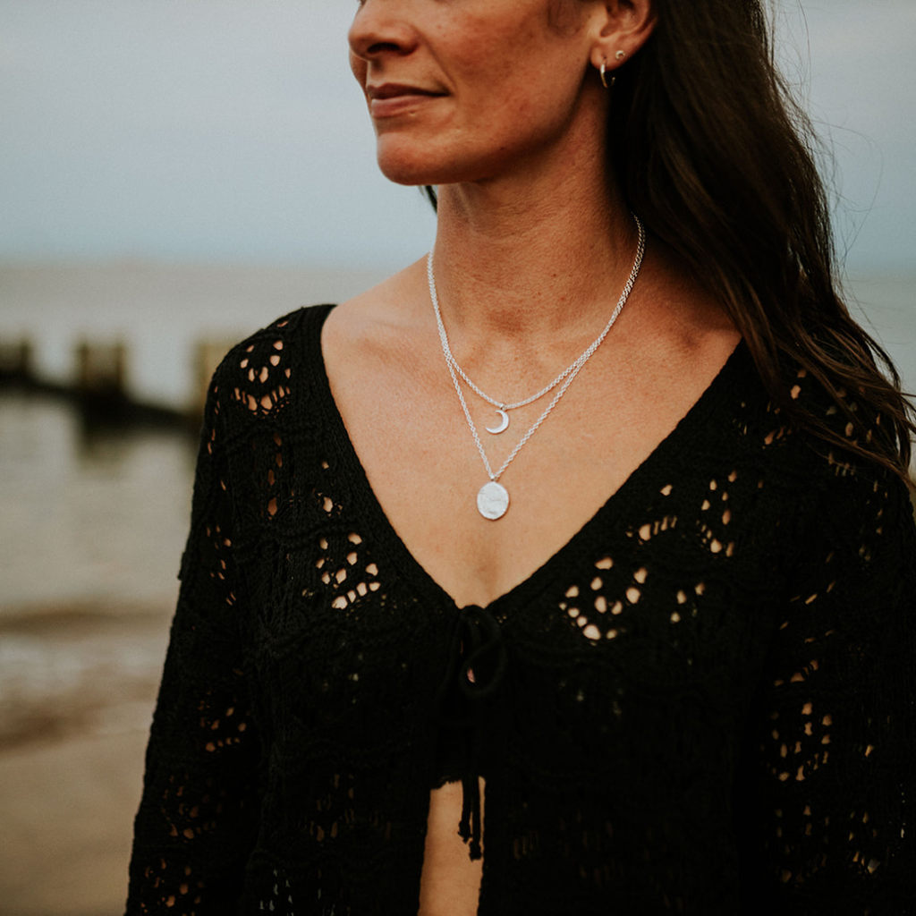 Crescent Moon Necklace Silver